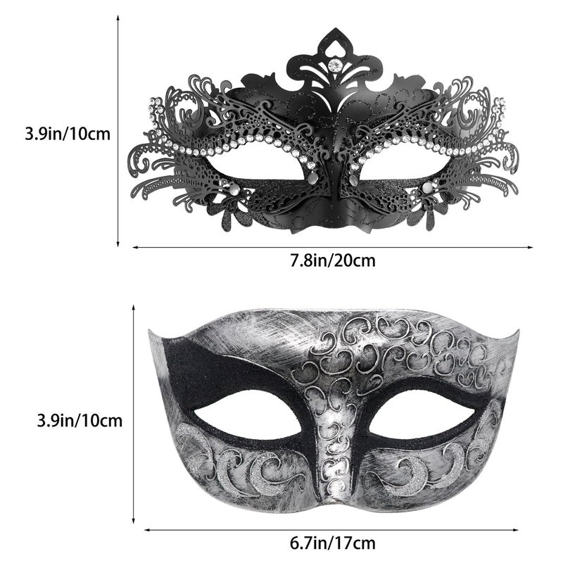 Coddsmz Couple Masquerade Mask Set Venetian Party Mask Mardi Gras Mask Halloween Costume Mask Fancy Dress Mask for Women Men - Image 5